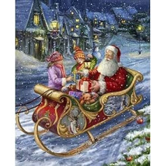 5D Diamond Painting Diamond Painting Pictures, Wowdecor Christmas Santa Claus Winter Snow Landscape Full Set Large DIY Diamond Painting by Numbers