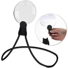 Hands-Free Magnifier for Hanging, 3-in-1 Table Magnifier, Hand Magnifier and Collar Hands-Free Magnifying Glass, Magnifying Glass for Seniors, Reading Aid for Small Prints, Low Vision Seniors with