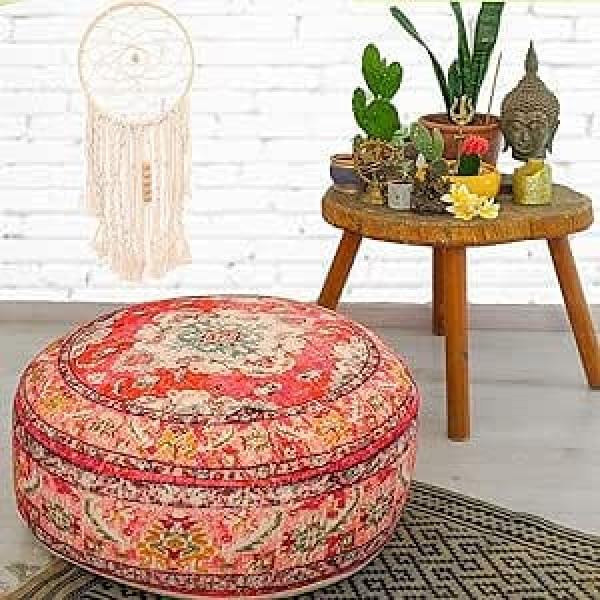 Mandala Life ART Bohemian Yoga Decor grīdas spilvena pārvalks - 60 x 20 cm - apaļš meditācijas spilvena pārvalks - apdrukāts kokvilnas ķeblītis