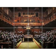 Artery8 Banksy Devolved Parliament Graffiti Brexit Painting XL milzu paneļa plakāts (8 sadaļas) Gem Lde