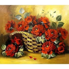 5D DIY Flower Basket Diamond Painting Cross Stitch Rose Full Round Drill Mosaic Diamond Embroidery Wall Art Decor Home A3 60 x 80 cm