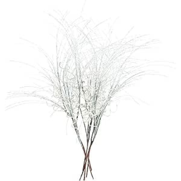 Pack of 6 Glitter Curly Christmas Spray, Christmas Tree Decorations Ting Branch Sparkle Curly Twigs Branch Xmas Long Glitter Stem Branch for Home Living Room Xmas Decorations (White)