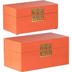 A&B Home Pack of 2 Orange Decorative Boxes - 29cm (L) x 16cm (W) x 15cm (H)