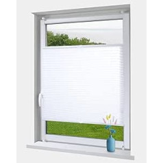OBdeco Pleated Roller Blind with Klemmfix, No Drilling, Translucent, Crushed Look, Folding Blind for Windows and Doors, Easyfix, White, 70 x 120 cm