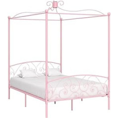 ARKEM Himmelbett-Gestell Rosa Metall 140 x 200 cm Himmelstange Klemmen Betthimmel Stange Himmelbett Gestell Moskitonetz Halterung Bett