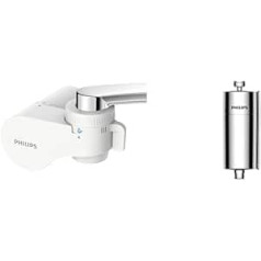 Philips AWP3754 X-Guard On Tap Water Filter & AWP1775CH Inline Shower Filter, KDF Filter System Against Residual Chlorine, Bacteria, Impurities, Water Filter for Bath and Shower, Chrome