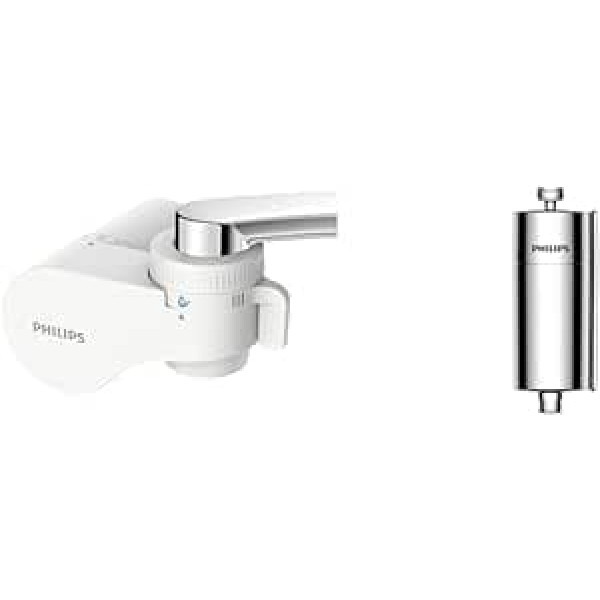 Philips AWP3754 X-Guard On Tap Water Filter & AWP1775CH Inline Shower Filter, KDF Filter System Against Residual Chlorine, Bacteria, Impurities, Water Filter for Bath and Shower, Chrome