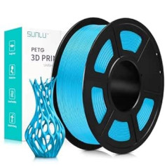 SUNLU PETG 3D printera kvēldiegs, tīri uztīts, 1,75 mm PETG 3D kvēldiegs, laba triecienizturība, PETG 3D printera kvēldiegs, izmēru precizitāte +/- 0,02 mm, 1 kg spole (2,2 mārciņas), 320 metri, debeszils