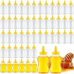 Tioncy 50 Stück transparente Kunststoff-Honigflaschen zum Quetschen von Honig, leere Honiggläser mit Ausgießdeckel, 480 ml, Honigspender, Lebensmittelqualität, Gewürzquetschflaschen, Honigbehälter für
