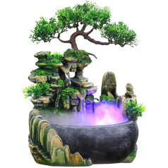 Atomisation Humidifier, Desk Rock Garden Decoration, Desktop Fountain, Indoor Desktop Fountain, Waterfall Humidifier for Living Room, Bedroom, Office and Cafe, 20 x 20 x 13 cm (220 V)