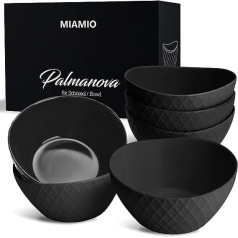 MIAMIO 6 x 800 ml - Bļodiņu komplekts/ Graudaugu bļodu komplekts - Modernas Bļodas Matēts - Lielu Bļodu Komplekts - Palmanova Collection (Melns)