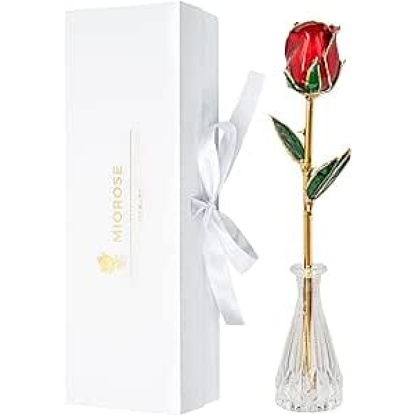 Ewige Rose, Vergoldete Rose, Goldene 24k Gold Rose, echte Rose eingetaucht in 24 Karat Gold - mit Premium Geschenkbox (A: Rot)