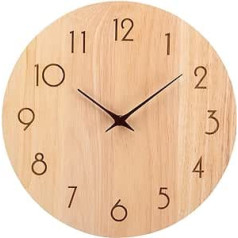 ACCSHINE Wall Clock Wooden Oak Wall Clock Without Ticking Noises Silent 30 cm Quartz Large Wall Clock Easy to Read for Room Home Kitchen Bedroom Office School (Wood Colour - Arrow Hand)