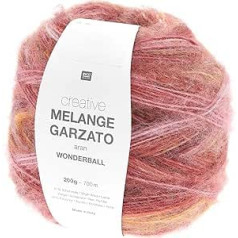 Rico Creative Melange Garzato Aran Wonderball Color 9 Color Gradient vilnas adatas izmērs 5 mm adīšanai vai tamborēšanai, vilna 200 g bumba