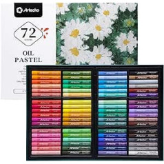 Artecho Oil Pastel Chalk 72 Strong Colour Set, Lightfast Colours, Gentle Touch, Easy Mixing and Shading, Ideal for Artists, Hobby Painters, School.