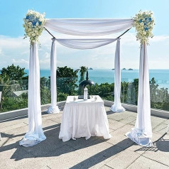 2 x Canopy Bed Curtains, Chiffon Fabric Curtains, Wedding Bow Curtains, Party Background Curtain Panels, Ceremony, Stage Reception Decorations