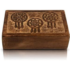 Great birthday gift, handmade, decorative jewellery box made of wood with dream catcher carvings, jewellery organiser, souvenir, treasure chest, watch box, storage box, 20.32 x 12.7 cm