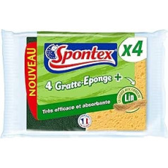 Spontex Green Linen Fibre Scouring Pads - 2 Packs of 4 Sponges - Pack of 8