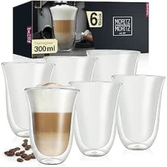 Moritz & Moritz Caffé Italia Napoli 2 x 300 ml termoglāzes ar dubultām sienām Latte Macchiato, tējai, karstajiem un aukstajiem dzērieniem, mazgājams trauku mazgājamā mašīnā, 300 ml