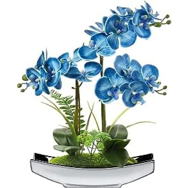 Mākslīgie ziedi Orhidejas Mākslīgie Phalaenopsis Bonsai Mākslīgie ziedi kā īsti podiņā Mākslīgie ziedi Dzīvojamās istabas dekorācija Vannas istabas galda apdare Augstums 38 cm