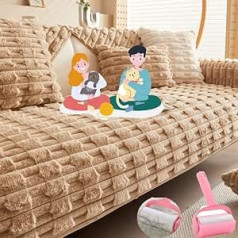 Amesiesyou dīvānu pārvalki, 2024. gada jauni Amesiesyou īpaši mīksti pufīgi plīša neslīdoši dīvāna spilvenu pārvalki, neslīdoši dīvāna spilvenu pārvalki, izplūdušs mēbeļu aizsargs bērniem, mājdzīvnieki (brūns, 110 x 180 cm)