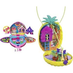 Polly Pocket GYK91 - Small - Whole Large Theme Park Backpack & GKJ64 - Pineapple Bag, Portable Box with Accessories, Toy from 4 Years