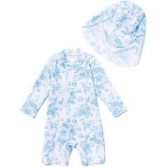 BONVERANO Baby Girls otrreizēji pārstrādāts peldkostīms ar pilnu rāvējslēdzēju UV aizsardzību 50+