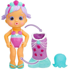 Bloopies Magic Tail Mermaids Daisy Mermaid Doll with Removable Shiny Tail and Her Sea Friend, Squirts Water and Blows Bubbles - Bath Toy and Game for Boys and Girls