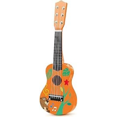 Sevi 88065 Wood Eco Smart Wooden Children's Guitar, Small Classical Guitar with 6 Strings in Colourful Design, Sustainable Musical Instrument for Children from 36 Months, Wooden Guitar Approx. 54 x 20