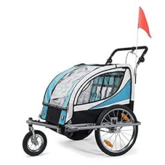 SAMAX Bicycle Trailer Jogger 2in1 360° Rotatable Children's Trailer Children's Bicycle Trailer Transport Trolley Fully Spring-Loaded Rear Axle for 2 Children - Other Colours Available