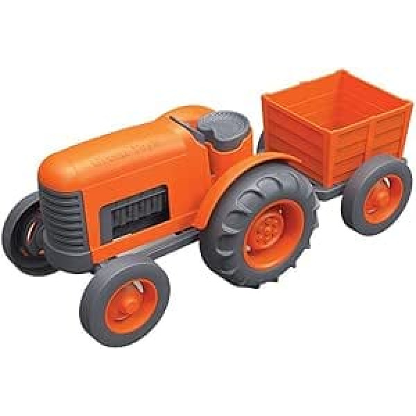 Green Toys 8601042 traktors ar piekabi, lauksaimniecības traktors, ilgtspējīgs rotaļu transportlīdzeklis bērniem no 12 mēnešu vecuma