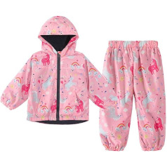 LZH garçons filles imperméable, veste à capuche imperméable manteau pantalon costume 2 pièces ensemble