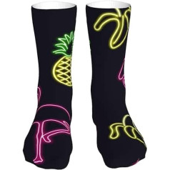 WESTCH Ananas Banana Flamingo Fersenfreie, lässige mittellange Socken 40,6 cm – stilvolle Socken – trendige Beinbekleidung für ultimativen Komfort und Stil, Wadensocken, lässige Socken, atmungsaktive
