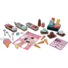 KidKraft Ice Cream Parlors Play Set with Ice Cream Cones, Brownies and Magnets for Children's Kitchen, Toy Food for Children, Play Kitchen Accessories, Toy for Children from 3 Years, 53539