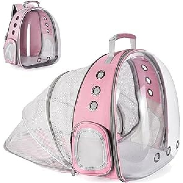 YUDOXN Pet Dog Cat Backpack Space Capsule Carrier Bags for Cats and Dogs Portable Transport Backpack Transport Bag for Pets (Pink, Rear Extension)