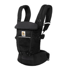 Ergobaby Adapt Baby Carrier for Newborns from Birth, 3 Positions, SoftFlex Mesh, Ergonomic Baby Belly Carrier, Back Carrier, Onyx Black