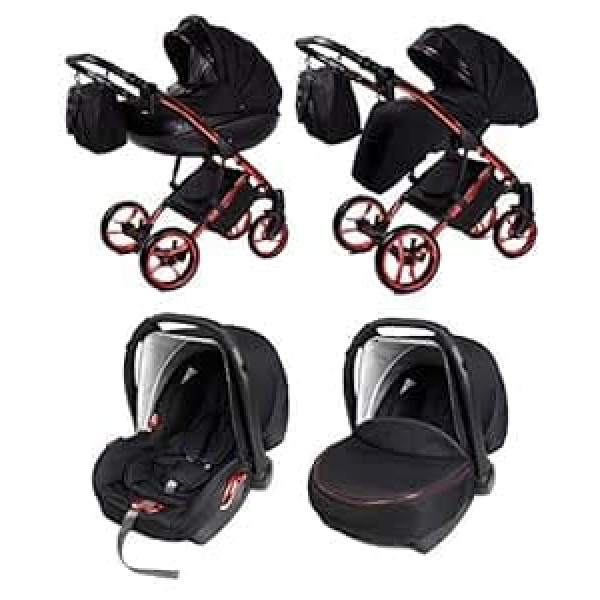 Chillykids 3-in-1 kombinētais automašīnas sēdeklīšu komplekts Buggy isofix Daytona GT no Chillykids Red Black 03 3-in-1 ar bērnu sēdeklīti