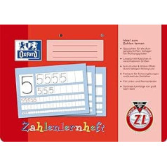 Oxford Zahlenlernheft, A4 quer, Lineatur ZL (1. Klasse), rot, 10 Stück