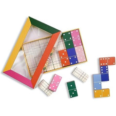 ban.do Neuheit Dominosteine Set für Erwachsene, niedliche Dominos mit Aufbewahrungsbox, Familienspiel enthält 28 Spielsteine für 2-4 Spieler (Colorblock)