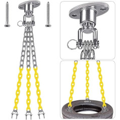 BeneLabel Heavy Duty Swing Set, 360° Swing Hanger with 3 Chains, 3 U Connecting Hooks and 2 Wood Screws for Tire Swing, Swing Chain, Sandbag, 700 lbs Capacity (No Tyres)