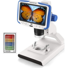 Andonstar AD205 USB LCD Coin Digital Microscope for Kids 200X Magnification Zoom 5 Inch Screen Lab Handheld Camera with Example Slides