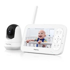 Babycozy Video baby monitor with camera, 5 inch video baby monitor, 720PHD display, 5000 mAh battery, remote PTZ, night vision, bi-directional communication, lullabies, zoom, room temperature monitoring