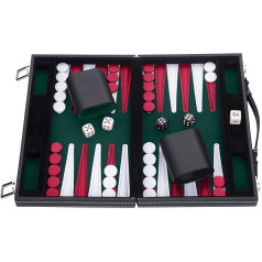 Engelhart -250514 Backgammon, 11 collu sašūts filcs un mākslīgā āda, 30 cm (zaļš/sarkans/balts)