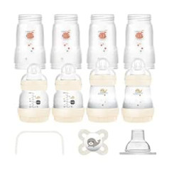 MAM Easy Start pretkoliku sākuma komplekts, augoša mazuļa pirmais aprīkojums ar manekenu, pudelītēm un rokturiem, dāvanu komplekts mazulim, no dzimšanas, rozā