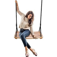 Wooden Swing for Adults, Children, Board Swing, Playground, Garden Swing, Children's Swing with Height-Adjustable Rope for Indoor and Outdoor Use (60 x 25 cm)