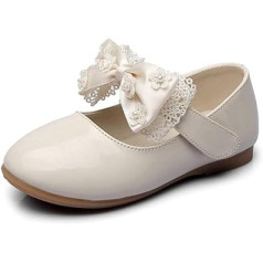 BININBOX Children's shoes for girls with Velcro closure and flower bow, princess shoes, non-slip, spring and autumn