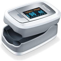 Beurer PO 30 pulse oximeter grey, white heart rate monitor and arterial oxygen saturation.