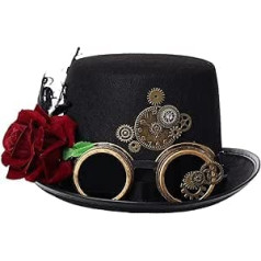 COSDREAMER sieviešu steampunk pulksteņa ciparnīca, puķu cepure, spalva, Helovīna kostīmu cepure (58 cm)