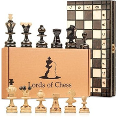 Amazinggirl Chess Board Set, Foldable, Wood with Chess Figures, Large, for Children and Adults