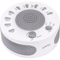 ‎Aurtec [Latest] Schlaf White Noise Machine, 9 Beruhigende natürliche Sounds Therapie für Baby, Schlaflosigkeit, Schlafstörungen, Senioren.Ruhe leicht mit Timer-Optionen, USB oder Batteriebetrieben-Weiß